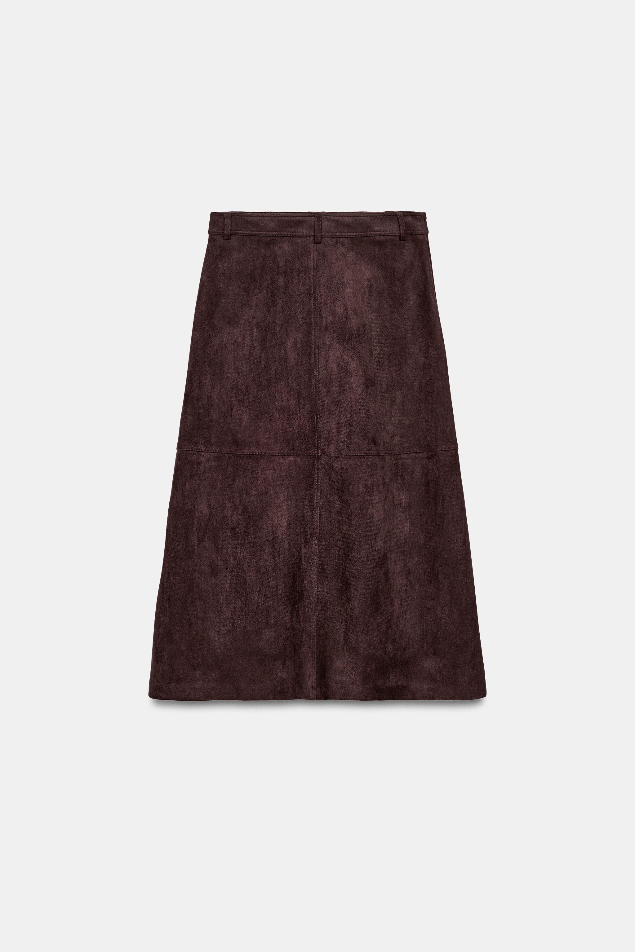 FAUX SUEDE CAPE SKIRT